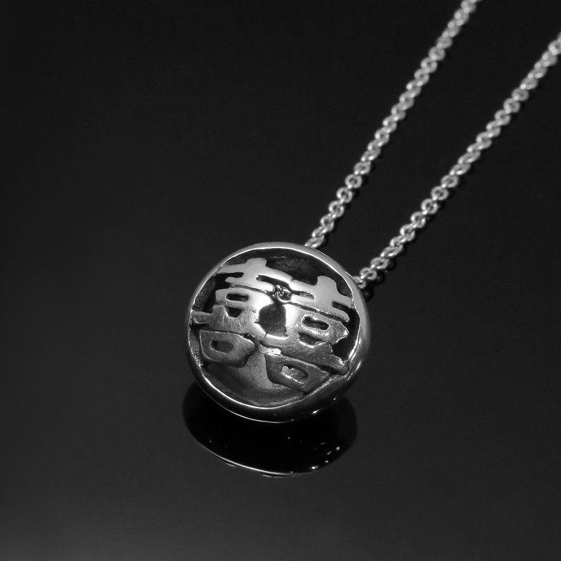 ReShi / Custom Chinese Name Ball Necklace (big) / Personalized Silver Jewelry - สร้อยคอ - โลหะ สีเทา