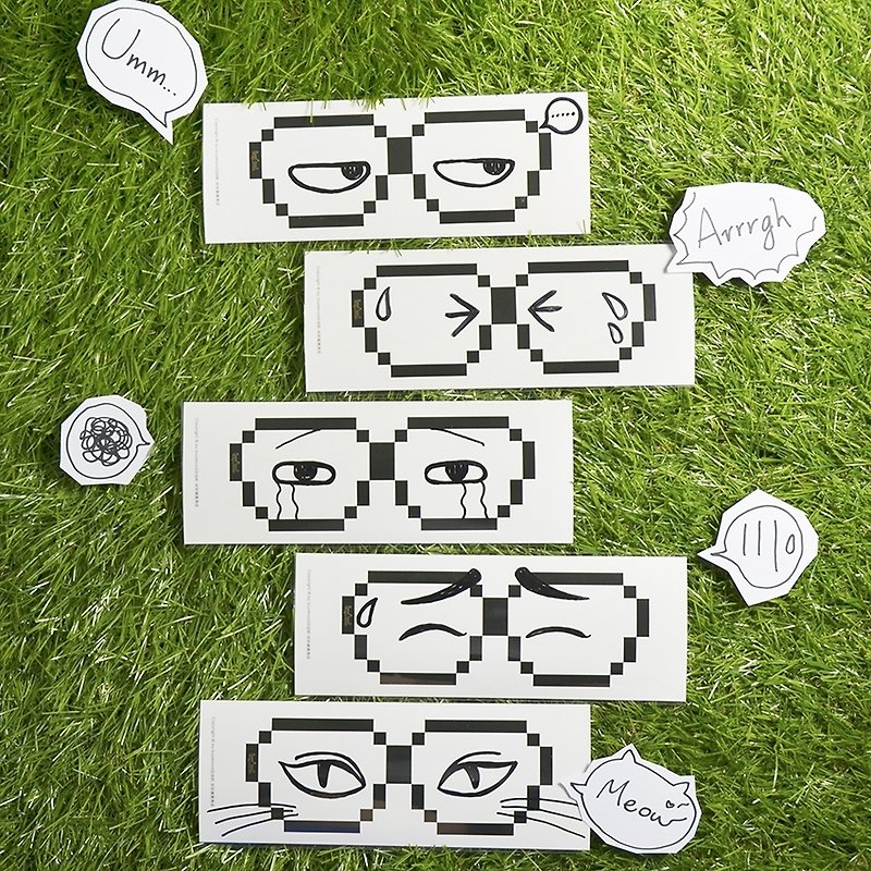 [buyMood] Funny Glasses Stickers Comic Variety Pack(5pcs) - สติกเกอร์ - วัสดุกันนำ้ 