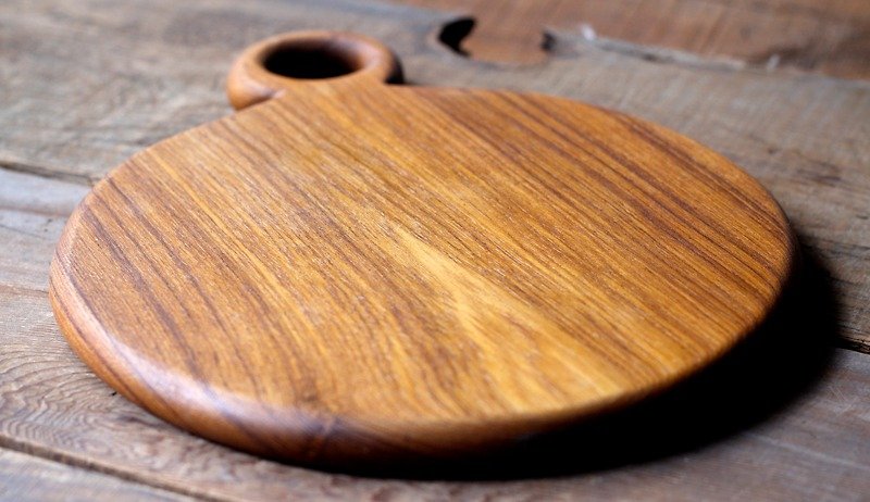 ビルマチーク♩ラウンド木製のまな板 - まな板・トレイ - 木製 オレンジ