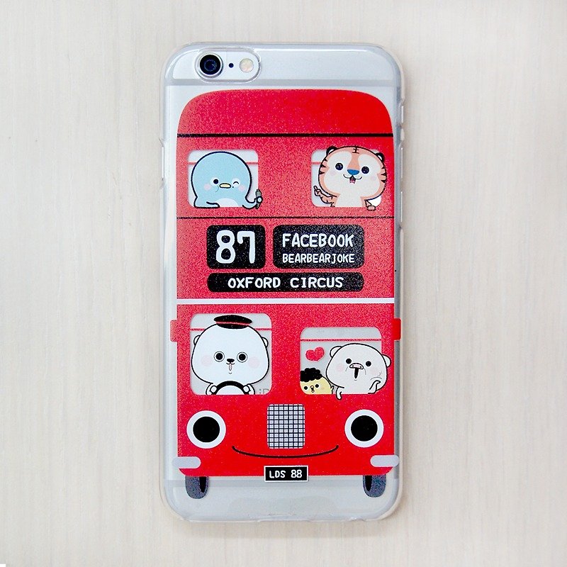 Bear Okra×Puff Bus Phone Protection Hard Shell i6/6s - Phone Cases - Plastic Red
