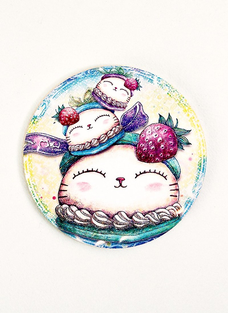 Good hand-painted ceramic absorbent coaster cat Dafu - ที่รองแก้ว - วัสดุอื่นๆ 