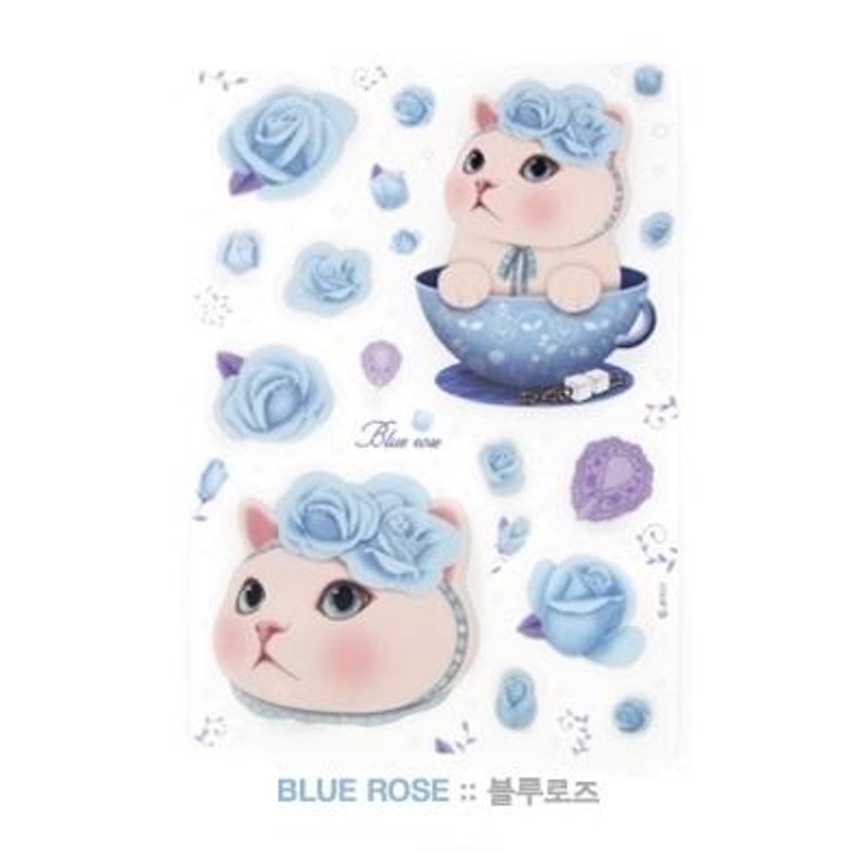 Jetoy, sweet cat decorative stickers _Blue rose (J1508103) - สติกเกอร์ - กระดาษ หลากหลายสี