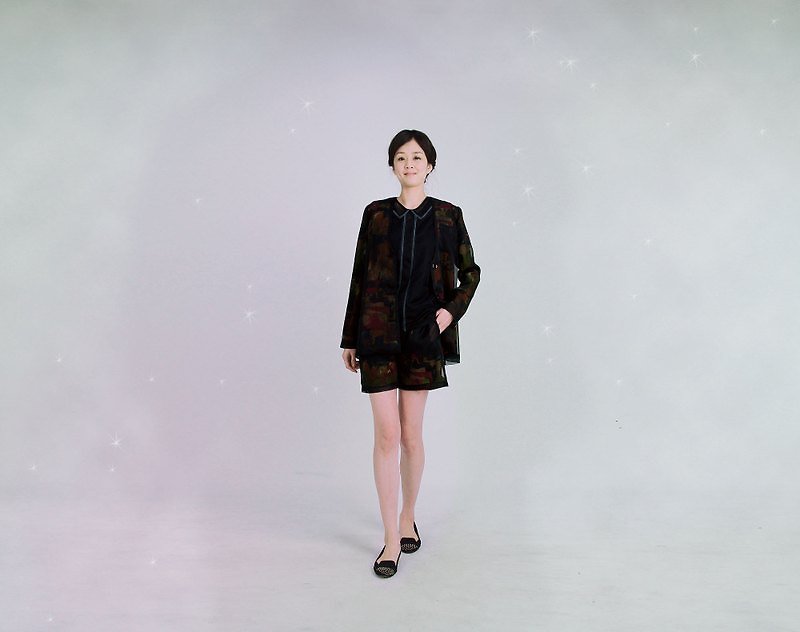 Shea 絲質寬版外套 - 女大衣/外套 - 絲．絹 黑色
