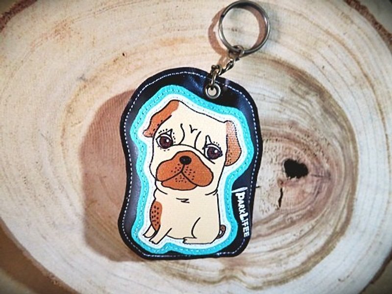 Porter dog locking collar - Pug (spot) - Charms - Genuine Leather 