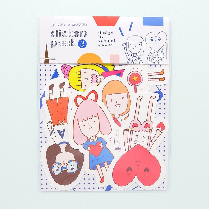 Cute Girl - Medium Sticker Set 2-3 - สติกเกอร์ - กระดาษ สีน้ำเงิน