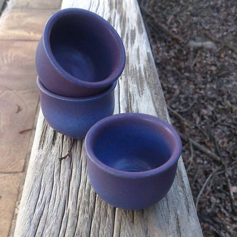 Pottery handmade hand works 茗 cup tea cup matte purple - Teapots & Teacups - Pottery Purple