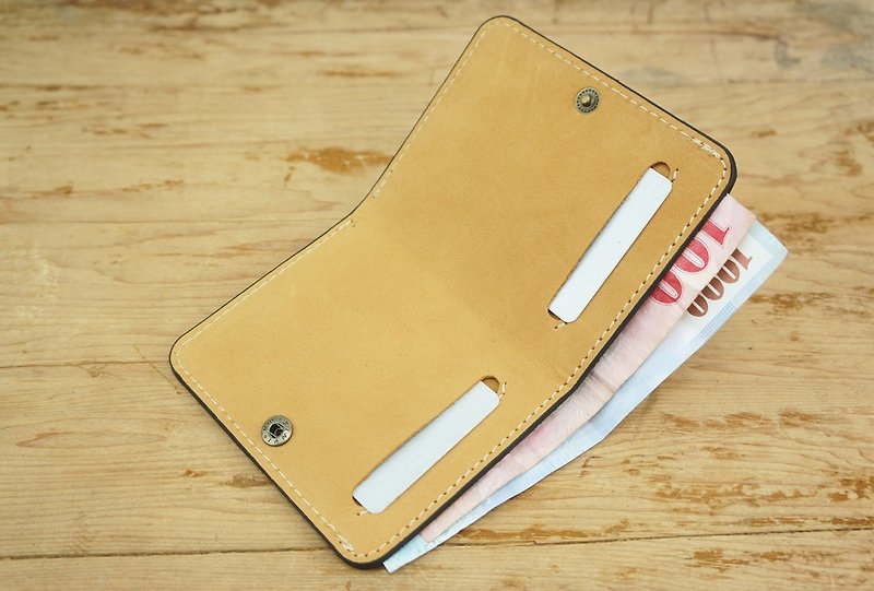 [Clearing] Chujiubuxin simple upright short clip (customized lettering) - Wallets - Genuine Leather Orange