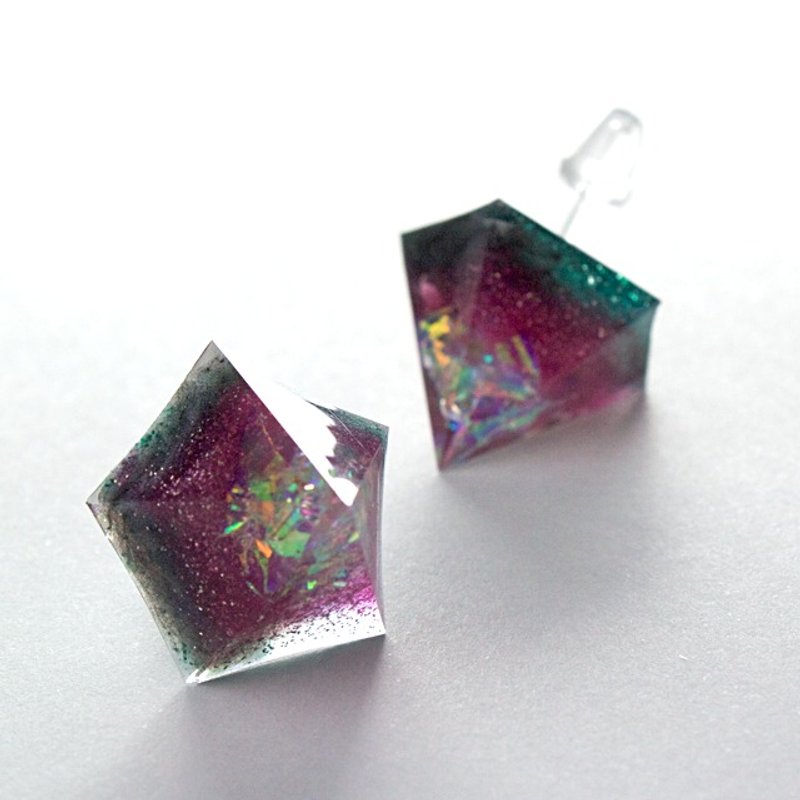 Pentagon Pierce (Noichigo) - Earrings & Clip-ons - Other Materials Purple