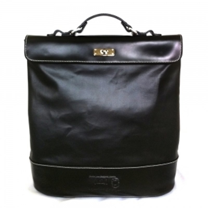 [McVing] New Vintage AC handbag / shoulder bag / messenger bag / Backpack - black classic leather waterproof x section - Backpacks - Genuine Leather Black