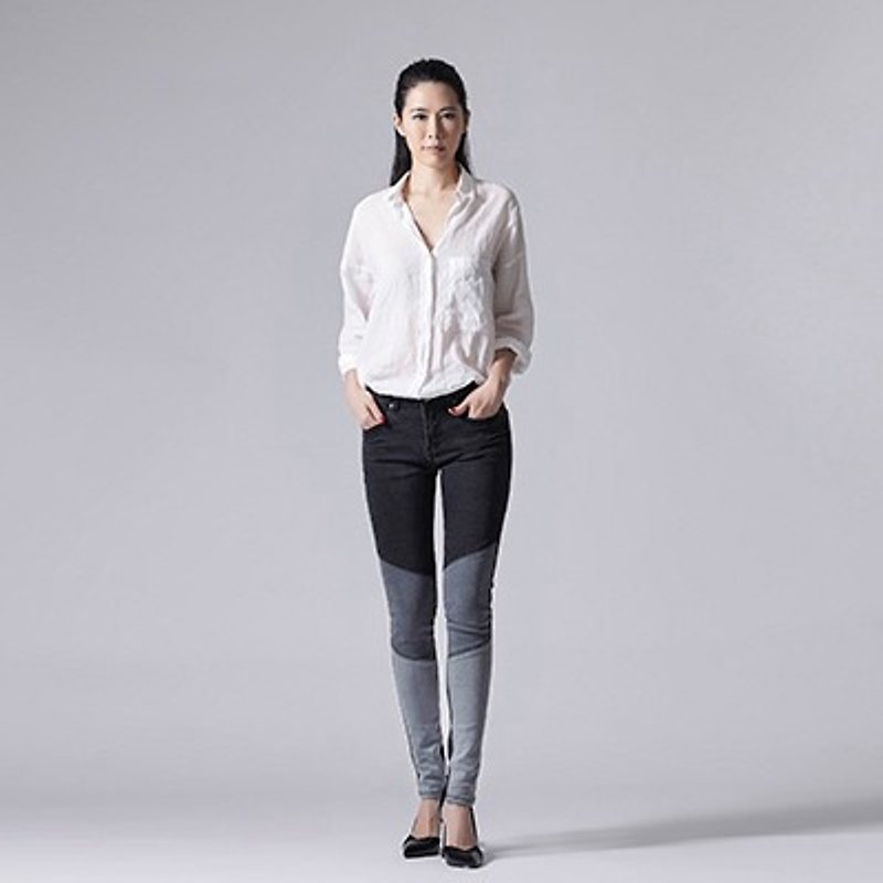 wbp-009-1 stitching jeans - Women's Pants - Other Materials Multicolor