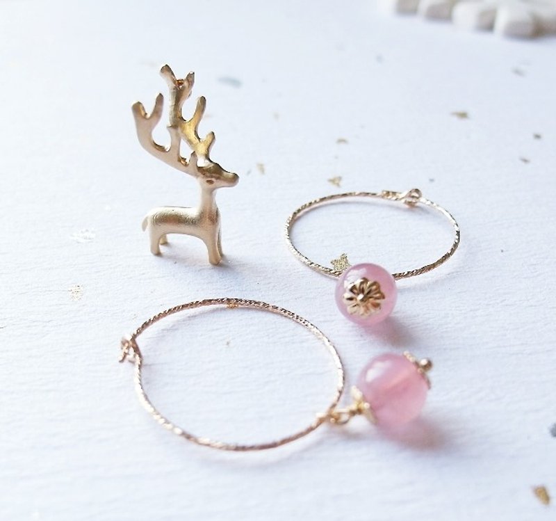 | Touch of moonlight | Christmas Limited models elk interchangeable 4way k gold earrings - Earrings & Clip-ons - Gemstone Multicolor