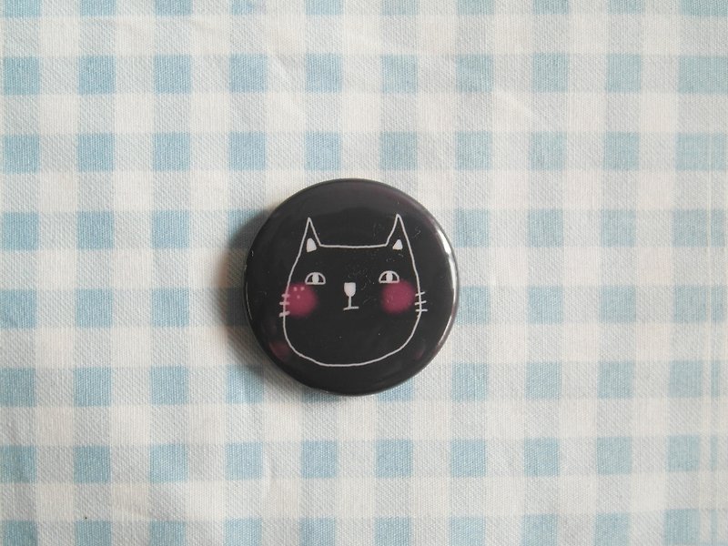 Raccoon / little black cat / small badge - Brooches - Plastic Black