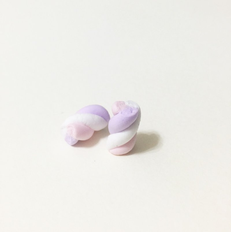 Marshmallow earring set (two sets) (can be changed to Clip-On) - ต่างหู - ดินเหนียว หลากหลายสี
