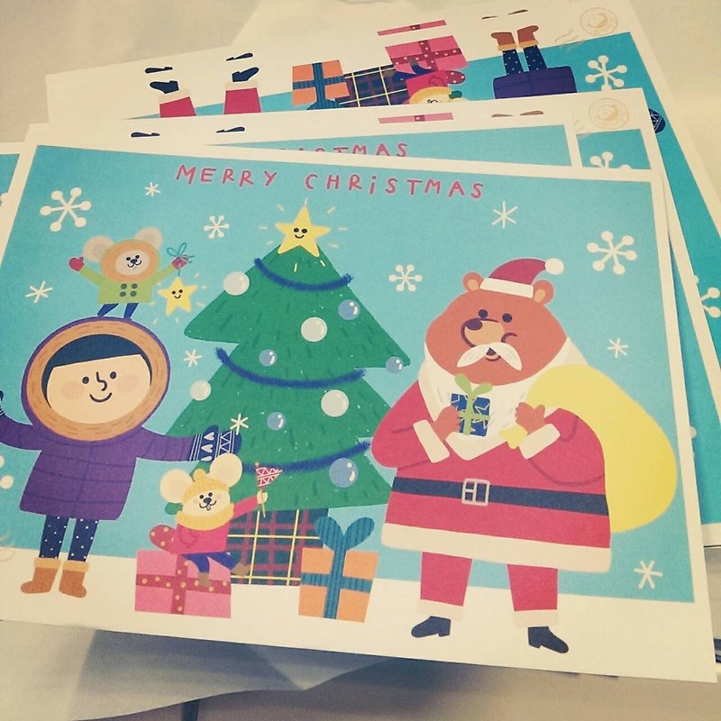 FiFi Postcard－Merry Christmas Merry Christmas - การ์ด/โปสการ์ด - วัสดุอื่นๆ สีแดง