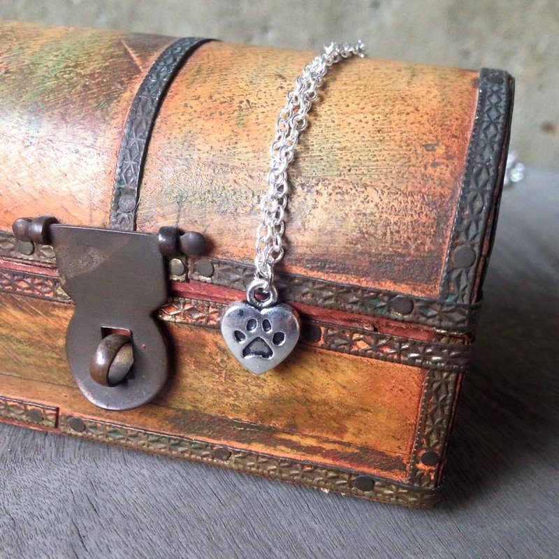 Story Necklace [necklace] story duplex puppy palm necklace - LOVE MY DOG - สร้อยคอ - โลหะ 