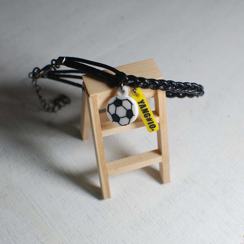 Football calfskin bracelet + small tag [school name or name + back number] graduation gift - Bracelets - Plastic White