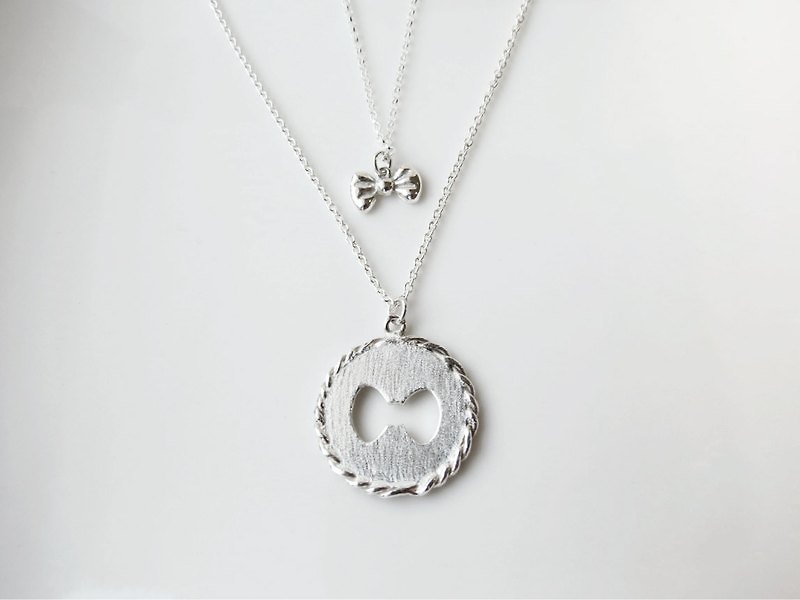 Bow - Snow White series (925 silver necklace) - Cpercent handmade jewelry - สร้อยคอ - เงินแท้ สีเงิน