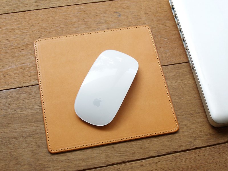 Leather Mouse Pad ( Custom Name ) - Classic Tan - Mouse Pads - Genuine Leather Yellow
