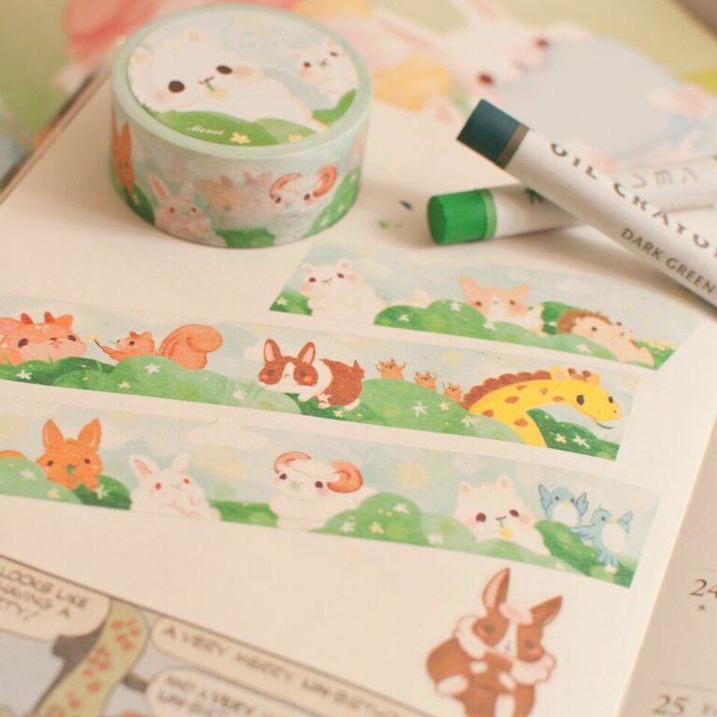 Spring time Bunny * Masking tape - Washi Tape - Paper Green