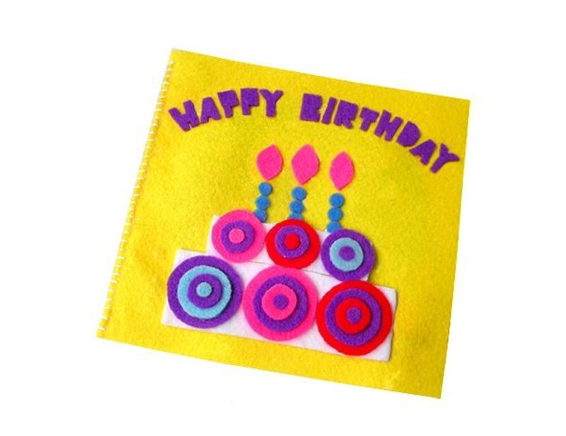 手工不織布卡片：圈圈生日卡 B - 卡片/明信片 - 其他材質 黃色