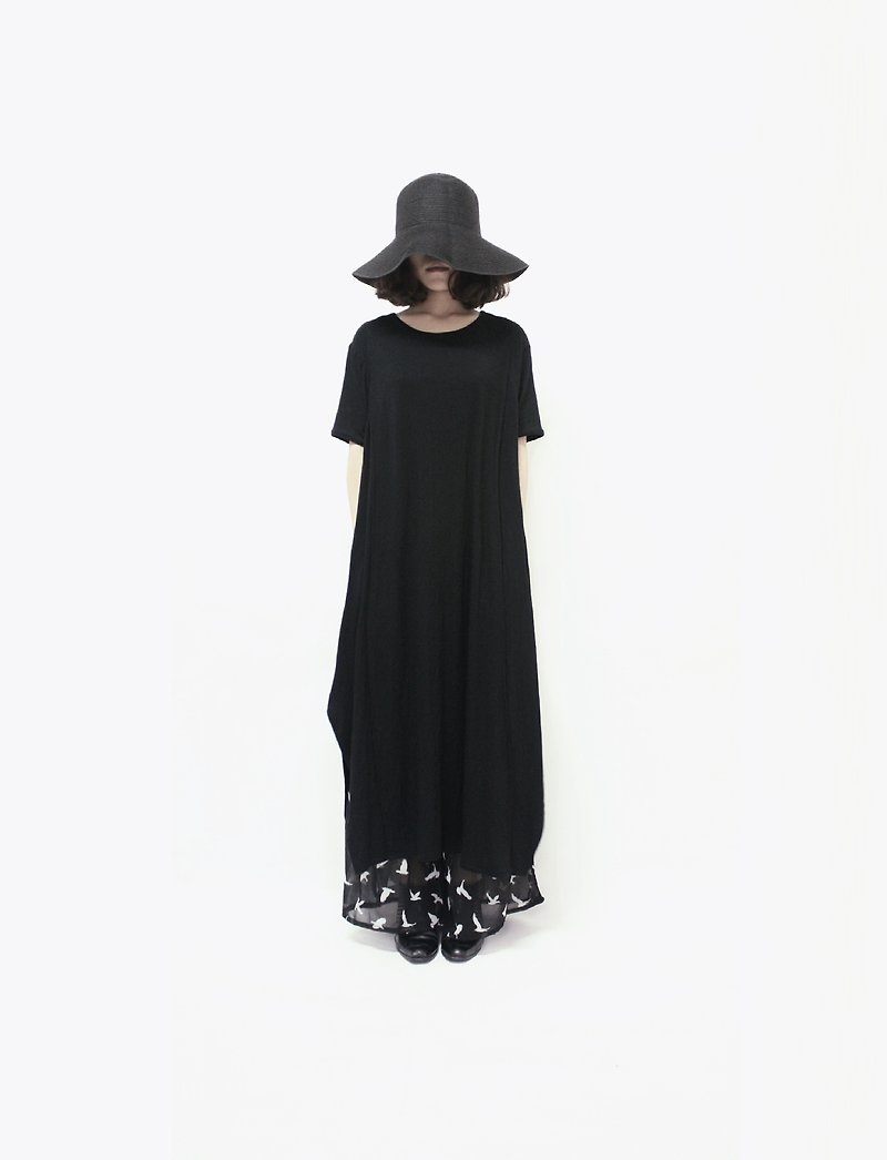 黑色長洋裝(不含雪紡紗小鳥褲裙) - 女裝 上衣 - 其他材質 黑色