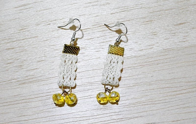 Natural stone alloy X * _ * Diamond earrings hook - ต่างหู - โลหะ สีเหลือง