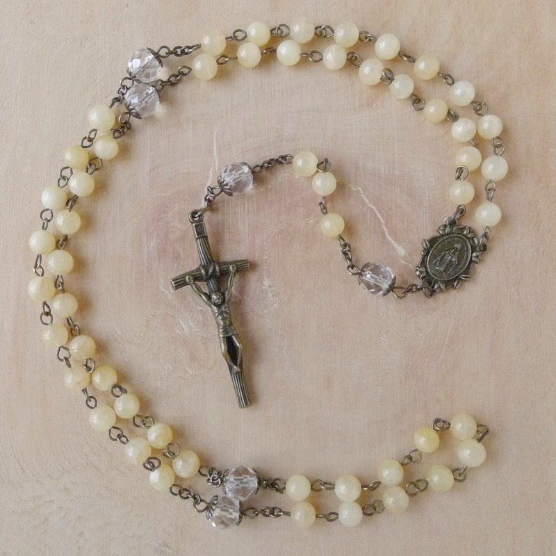 § Rosary § 蜂蜜玉+白水晶 - 項鍊 - 寶石 橘色