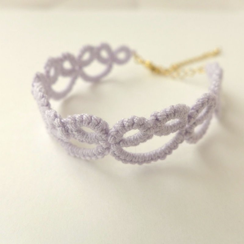 Bracelet Tatting Lace Lavender Colors - Bracelets - Cotton & Hemp Purple
