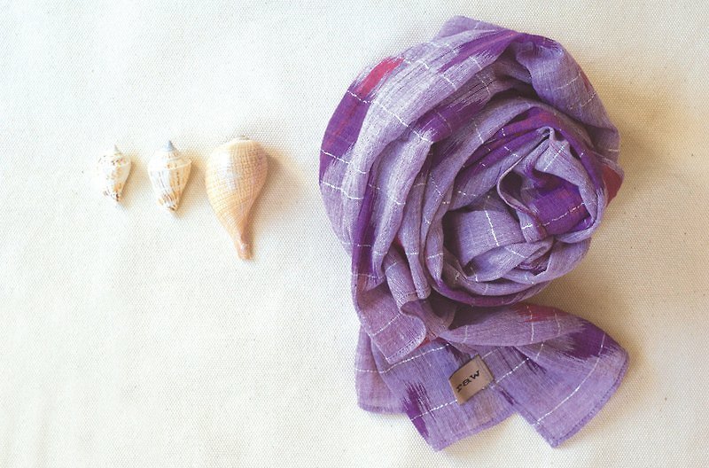 純棉圍巾-方向 - 絲巾 - 棉．麻 紫色