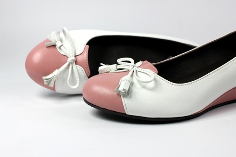 Pink sweet wedge heels - รองเท้าส้นสูง - หนังแท้ สึชมพู