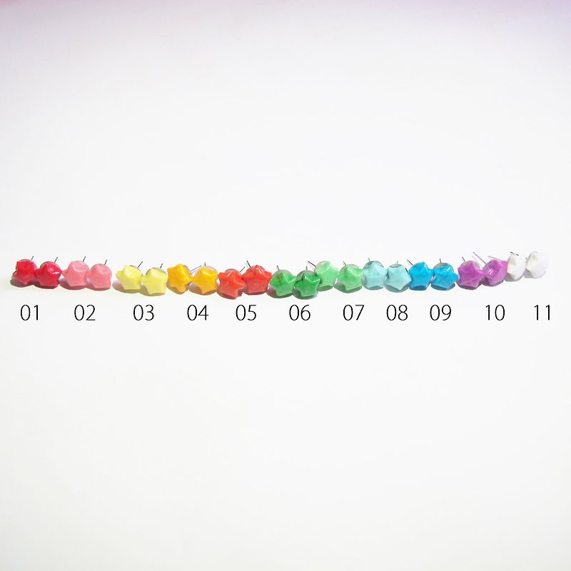 Origami Lucky Star Ear Pins (Rainbow 11 colours) - ต่างหู - กระดาษ หลากหลายสี