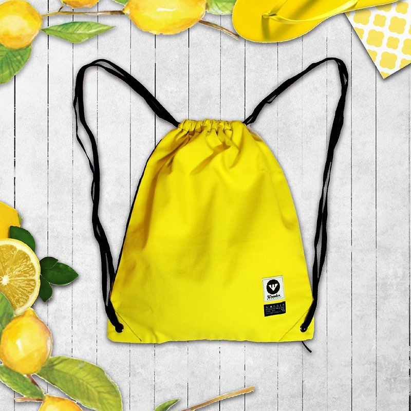 [Fresh Lemon!] 鮮艷檸檬黃 Wonder 手工 帆布 束口袋 - 水桶袋/索繩袋 - 其他材質 黃色