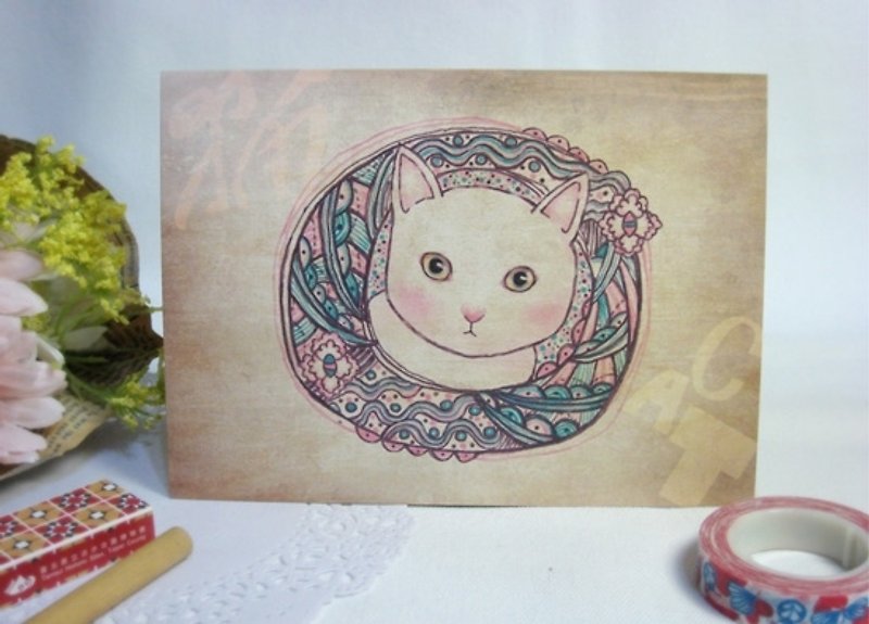 <Animals in the Secret Land> Curiosity of cats Postcards - Cards & Postcards - Paper Brown
