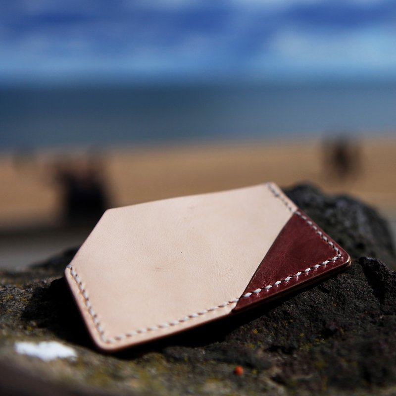 40. Handmade leather simple card holder/document holder - ID & Badge Holders - Genuine Leather Khaki