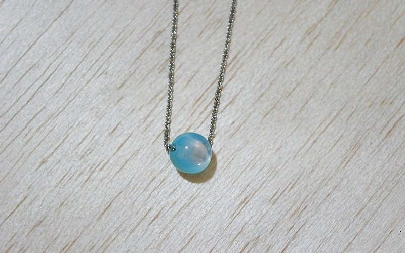 Stainless steel X natural stone necklace * blue * Okinawa - สร้อยคอ - โลหะ สีน้ำเงิน