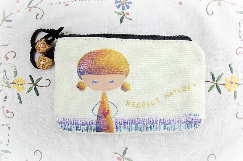 【Beloved.hk】Hand-painted cloth bags - กระเป๋าเครื่องสำอาง - วัสดุอื่นๆ ขาว