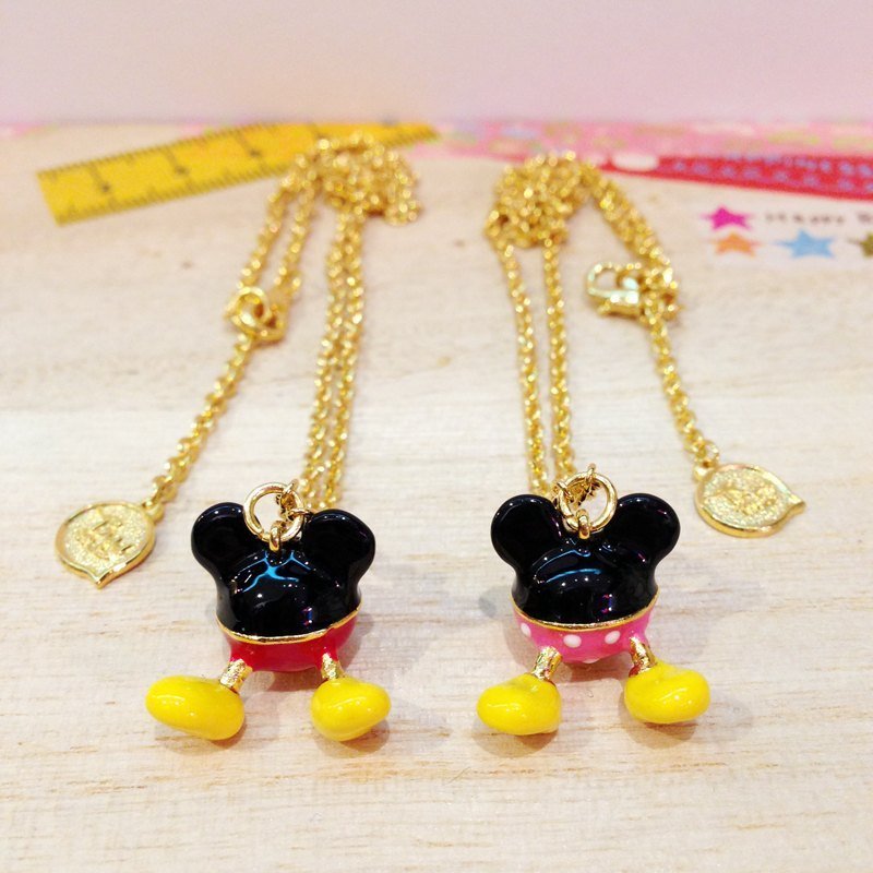 ▲ BKK HM NECKLACE ▲ 24K Gold Series - three-dimensional Mickey & Minnie feitui - Necklaces - Other Metals 