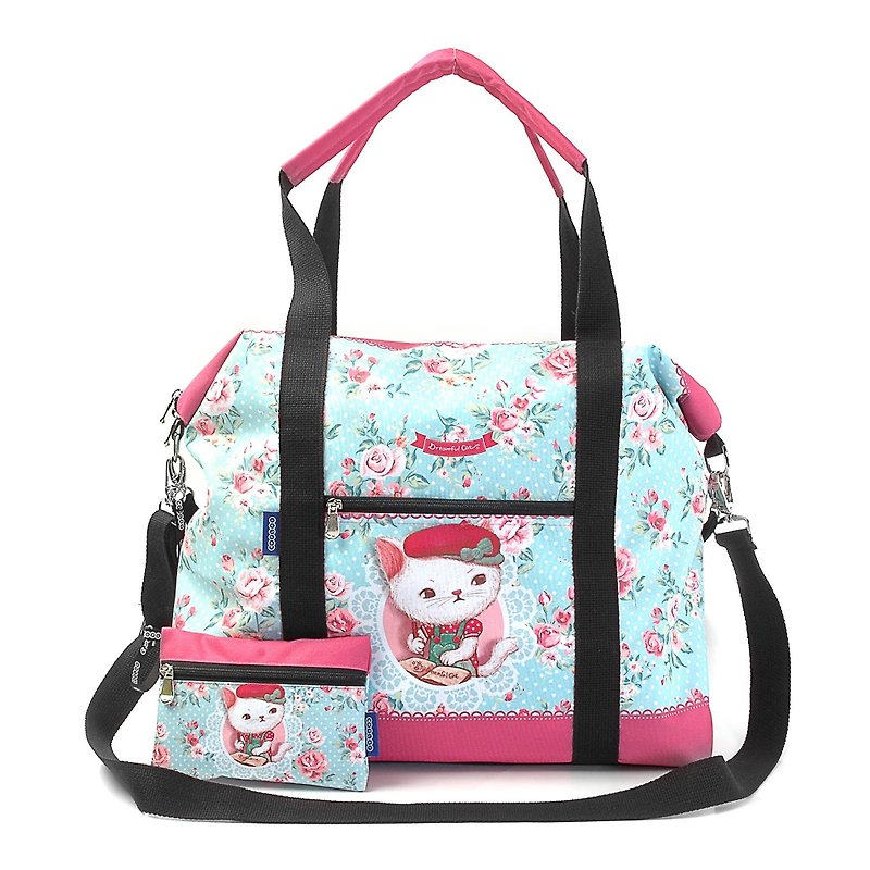COPLAY  travel bag- cat painter - กระเป๋าแมสเซนเจอร์ - วัสดุกันนำ้ สึชมพู