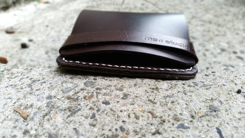 034 深咖啡色真皮牛皮簡易錢包 - Wallets - Genuine Leather Brown