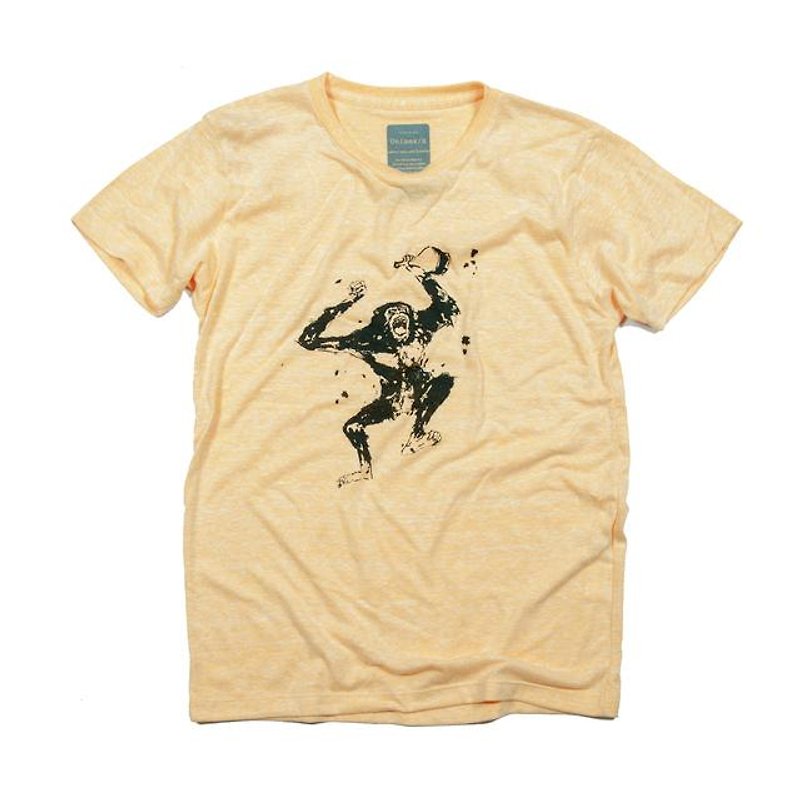申年　猿の酔拳 動物 Tシャツ　ユニセックスXS〜XLサイズ　Tcollector - T 恤 - 棉．麻 黃色