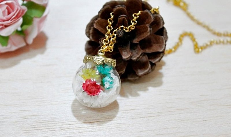 Creative Glass ball necklace * Snow " flower " * - Necklaces - Other Metals White