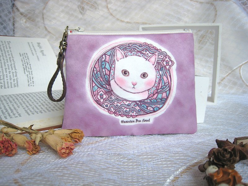<Animals in the Secret Land>Curiosity of cats Coin Purses( big size) - Coin Purses - Polyester Purple
