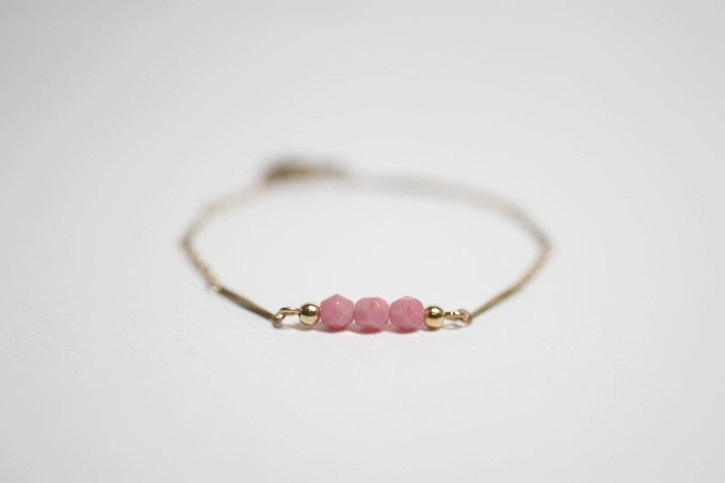 Corallina simple geometric modeling natural stone brass bracelet - Bracelets - Other Materials Pink