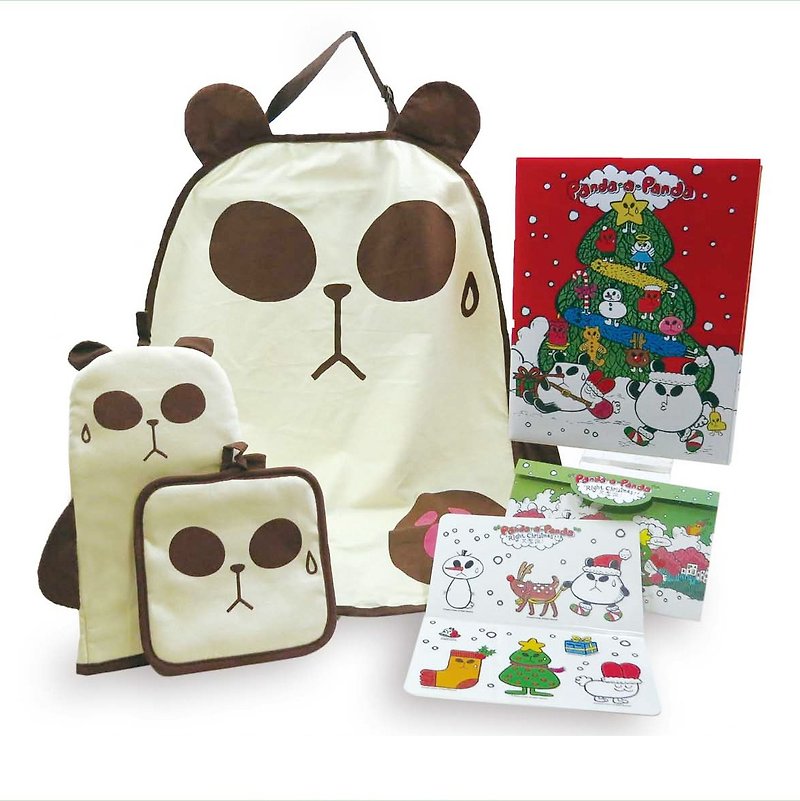 Panda-a-Panda聾貓可愛圍裙隔熱套組聖誕禮盒**限量發售** - 圍裙 - 其他材質 多色