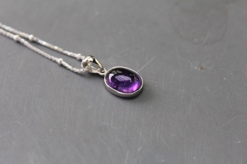 Amethyst天然石-大地系紫水晶925純銀項鍊 - 項鍊 - 寶石 紫色