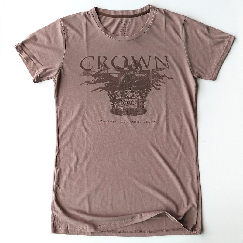 可可色日本進口純棉 數位拔染印刷 Crown 皇冠T恤 短T - 男 T 恤 - 其他材質 卡其色
