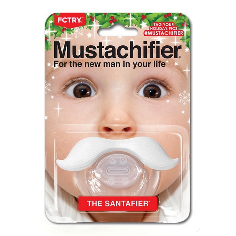美國Hipsterkid 聖誕老公公鬍子嬰兒奶嘴  聖誕交換禮物 - 奶樽/奶嘴 - 矽膠 白色