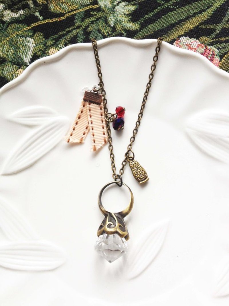 [imykaka] ♥ 俄羅斯娃娃大戒指與項鍊 - Necklaces - Other Materials Brown