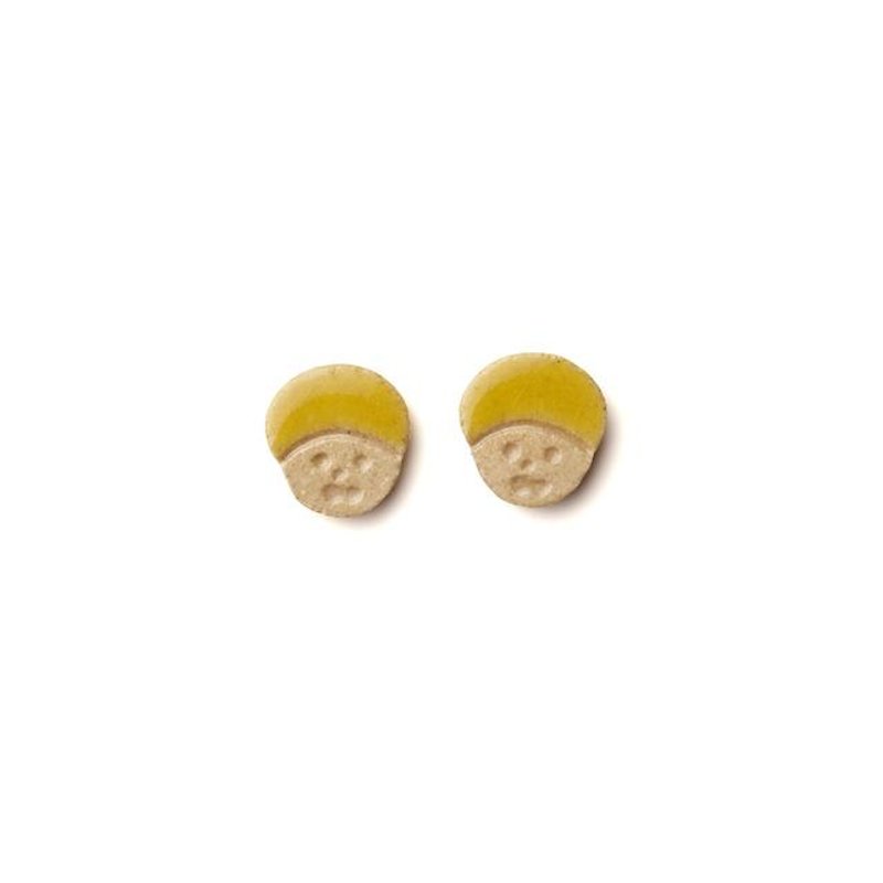 Awaawa face earrings / earrings - Earrings & Clip-ons - Other Materials Yellow