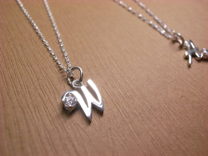"Ermao Silver" Silver necklace customized English words (plus drilling section) - สร้อยคอ - โลหะ 